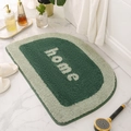 Alfombra de baño semicircular verde con texto home y textura absorbente antideslizante - 40x60cm / Verde Vintage