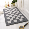 Tapis de bain damier gris et crème épais avec texture douce et antidérapante - 40x60cm / Bleu Brume