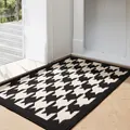 Moderno tappeto d'ingresso pied-de-poule bianco e nero con tessitura a doppio strato - 50*80cm / Pied-de-poule