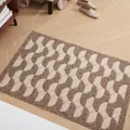 Tappeto antiscivolo rettangolare per ingresso con motivo geometrico a onde marrone e crema - 50*80cm / Stile Qingman