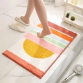 Tappeto da bagno assorbente stile crema con semicerchi geometrici e strisce colorate - 40x60cm / Stile Paradiso Arcobaleno