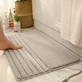 Alfombrilla de baño antideslizante gris claro con textura de rayas de microfibra en mármol - 40x60cm / Gris claro