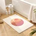 Plush cream bathroom mat with abstract sunset pattern and non-slip thick backing - Purple Sunset / 40x60cm