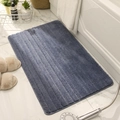 Alfombrilla de baño azul marino antideslizante gruesa con textura de rayas absorbentes - Azul marino