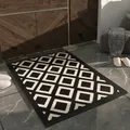 Tappetino d'ingresso antiscivolo con motivo geometrico a rombi nero e bianco minimalista - 50*80cm / Geometria Rombo