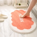 Tappeto da bagno antiscivolo ovale rosa corallo con scritta relax bianca e morbido pelo - 40x60cm / Pompelmo (Rosa)