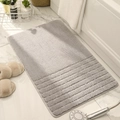 Plush gray rectangular microfiber bathroom mat with textured stripes in a modern home decor - 40x60cm / Gray