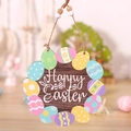 Rustikaler Happy Easter Kranz aus Holz mit bunten Eiern und Deko-Holzperlen - Happy Easter Ostereierkranz Stil(P-M140)