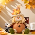 Spaventapasseri autunnale fatto a mano con corpo a zucca e dettaglio foglia d'acero - Stile Arancione