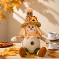 Ciondolo spaventapasseri per festa del raccolto con cappello a girasole e fiocco arancione - Stile Beige
