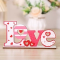 Pink heart LOVE wooden sign for Valentine's Day tabletop home decoration - LOVE Wooden Ornament