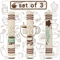 3PCS coffee themed burlap style refrigerator and microwave handle covers set with coffee prints - Coffee Bean Pattern Style (J-JY104)