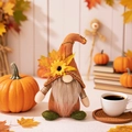 Fall gnome plush with sunflower and maple leaf decoration for Thanksgiving home decor - Male Gnome Style (White Beard)