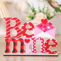 Valentine's Day wooden Be Mine heart table centerpiece with stripes and dots patterns - Be Mine Wooden Ornament