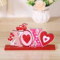 XOXO Valentine wooden tabletop decoration with heart patterns and truck on red base - XOXO Wooden Ornament