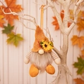 Harvest gnome plush with orange knit hat and sunflower for autumn table decoration - Male Scarecrow Gnome Pendant