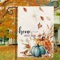 Detail showing high-quality linen texture of home sweet home autumn garden flag - Rustic Falling Leaves Garden Flag (Without Flagpole)
