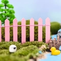 Pink wooden miniature fence for succulent landscaping and micro landscape decor - Pink