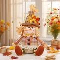 Erntefest-Vogelscheuche-Puppe mit Sonnenblumenhut und orangefarbenen Herbst-Dekorationen - Vogelscheuche Weiblich (Im Rock)