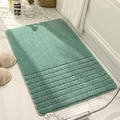 Plush mint green non-slip bathroom mat with striped texture in a modern bathroom setting - Mint Green