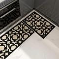 Juego de alfombras de cocina antideslizantes con patrones geométricos negros y beige - 45x70cm / Flor geométrica abstracta