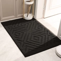 Tappetino d'ingresso nero resistente con trama 3D a rombi per una casa pulita - Piccolo / Echo (Nero)