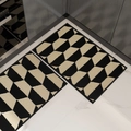 Juego de alfombras de cocina nórdicas con patrón geométrico sobre suelo de mármol y muebles - 45x70cm / Vera (Geométrico Blanco y Negro)