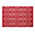 Zerbino rosso festivo rettangolare con motivi geometrici bianchi per l'ingresso casa - 50x80cm