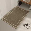 Alfombra de entrada rectangular moderna en marrón con bordes geométricos para el hogar - 50x80cm / Marrón Hepburn