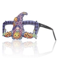 Lustige Halloween Zwergenbrille mit lila Karomuster und BOO-Text Party Zubehör - Lila Zaubererhut Gnom mit Kürbis Stil (W-WS104)