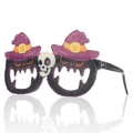Halloween-Partybrille mit lila Hexenhüten und gruseligen Geisterrahmen im Detail - Lila Zaubererhut Dunkler Kürbis Geist Stil (W-WS106)