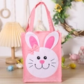 Pink Easter bunny non-woven gift bag with white plush rabbit face and cute bow detail - Pink Bunny