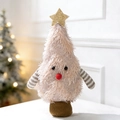Süßer rosa Plüsch-Weihnachtsbaumanhänger mit goldenem Stern und lustigem Gesichtsdetail - Weihnachtsbaum Puppe Ornament (D-GJ110) / Rosa