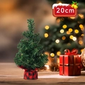 20cm artificial Christmas tree with red and black plaid base for tabletop decoration - 20cm Red and Black Plaid Christmas Tree