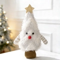 Weiße Plüsch-Weihnachtsbaum-Puppe mit goldenem Stern und gestrickten Armen - Weihnachtsbaum Puppe Ornament (D-GJ111) / Weiß