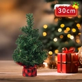 30cm mini artificial Christmas tree with red and black buffalo check base for desktop - 30cm Red and Black Plaid Christmas Tree