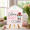Letrero navideño de madera con hombre de jengibre y soporte para decoración de mesa - Estilo con Soporte / Hombre de Jengibre Blanco