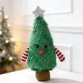 Grüne Plüsch-Weihnachtsbaum-Puppe mit silbernem Stern und roten Streifenärmeln - Weihnachtsbaum Puppe Ornament (D-GJ112) / Grün
