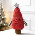 Süße rote Plüsch-Weihnachtsbaum-Puppe mit gestreiften Armen für die Tischdekoration - Weihnachtsbaum Puppe Ornament (D-GJ113) / Rot