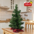 50cm mini Christmas tree with red and black buffalo plaid base for tabletop decoration - 50cm Red and Black Plaid Christmas Tree