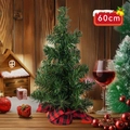 60cm mini Christmas tree for tabletop with classic red and black plaid fabric base - 60cm Red and Black Plaid Christmas Tree