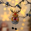 Christmas reindeer burlap ornament with red nose, plaid scarf and silver bead legs - Reindeer Bead Leg Doll Pendant (B-C208)