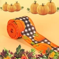 Harvest pumpkin ribbon roll with black and white plaid pattern for autumn decoration - Plaid Pumpkin Pattern