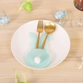 Portaposate a forma di coniglio azzurro in feltro con pompon bianco per la Pasqua - Ciano