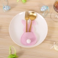 Pink bunny felt cutlery holder for Easter table decor with fork and spoon set - Set of 4 / Pink Bunny