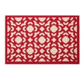 Zerbino rettangolare rosso e crema con motivi intrecciati geometrici simmetrici - 50x80cm / Splendore Floreale-Rosso