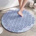 Non-slip round bathroom mat in light blue finish with drainage holes and textured grip - Small / Sky Blue