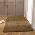 Zerbino rettangolare in peluche marrone scuro con bordo premium su pavimento in legno - 50x80cm / Marrone (Goethe)