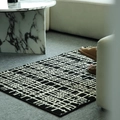 Modern black and white geometric grid entryway mat with minimalist French luxury design - 50x80cm / Hidden Mountain