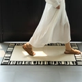 French style minimalist rectangular faux wool rug with black and white border - Spring Dawn